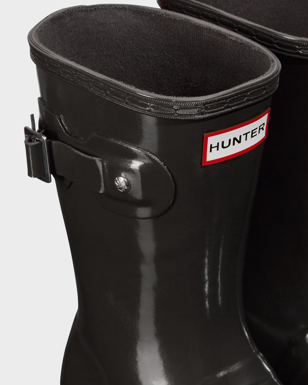 Bottes Courtes de Pluie Hunter Original Tour Foldable Gloss Femme Grise Foncé WBXNLIY-37